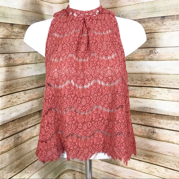 love, Fire Tops - Love, Fire burnt orange lace tank top